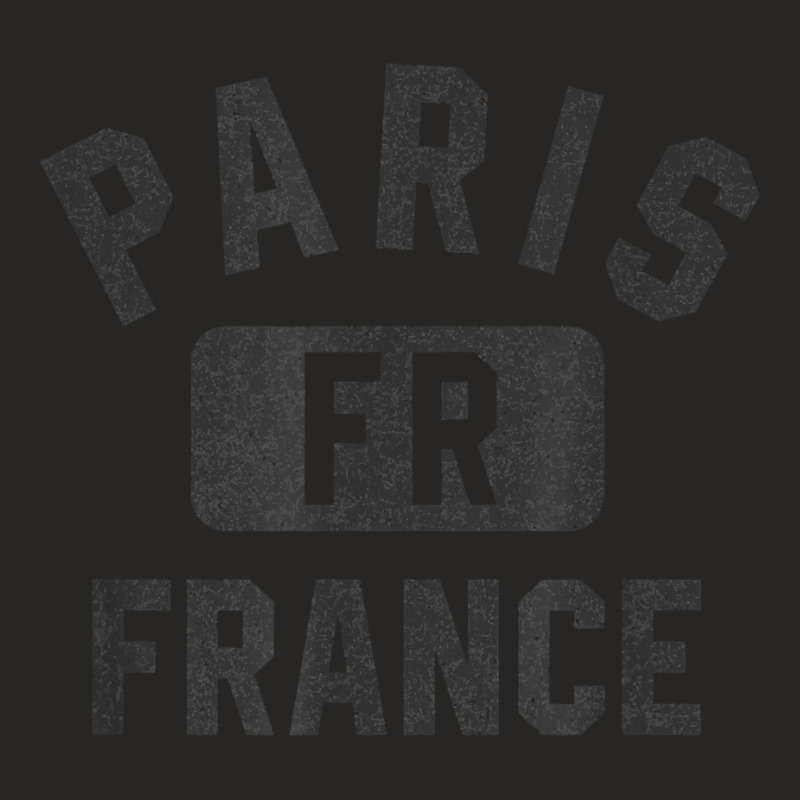 Paris France Gym Style Black With Distressed Black Print Ladies Fitted T-Shirt by CyrusArciba | Artistshot