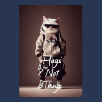 Hugs Not Thugs  Cool Cat Men Denim Jacket | Artistshot