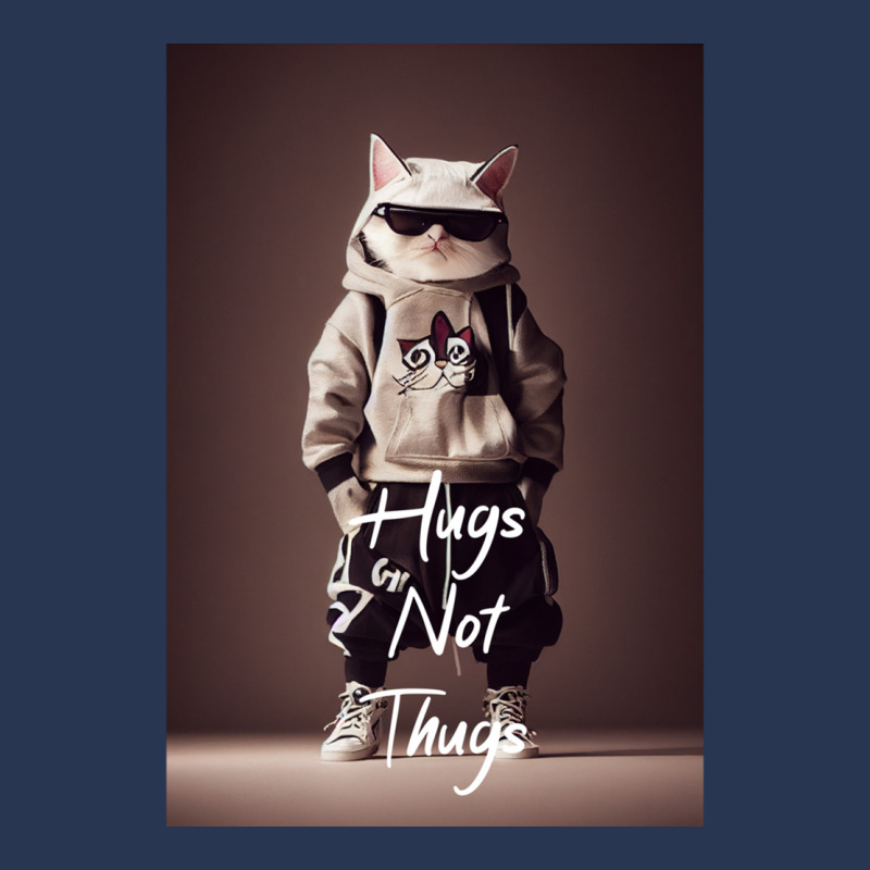 Hugs Not Thugs  Cool Cat Men Denim Jacket | Artistshot