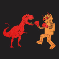 Dinosaur Vs Robot, Dinosaur Vs Robot Art, Dinosaur Vs Robot Vintage, D T-shirt | Artistshot