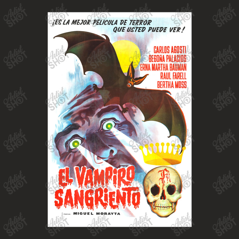 Vintage 1962 Horror Movie Poster El Vampiro Sangriento Ladies Fitted T-Shirt by Min02 | Artistshot