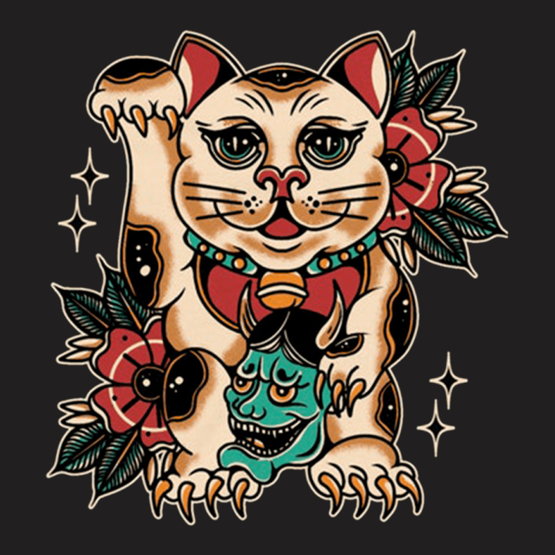 Lucky Cat, Lucky Cat Japan, Lucky Cat Art, Lucky Cat Painting, Lucky C T-shirt | Artistshot