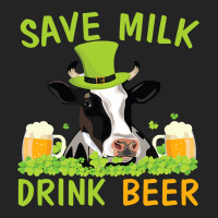 Cow With Shamrocks Glass Save Milk Drink Beer Drinker Drunk 3/4 Sleeve Shirt | Artistshot