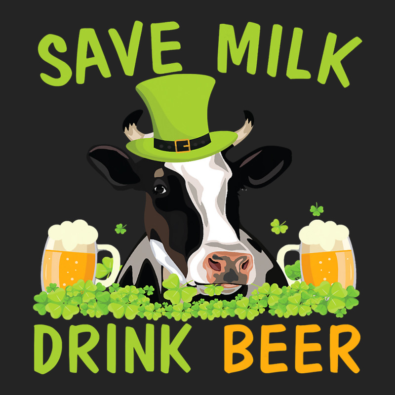 Cow With Shamrocks Glass Save Milk Drink Beer Drinker Drunk 3/4 Sleeve Shirt by wrenchselenia | Artistshot