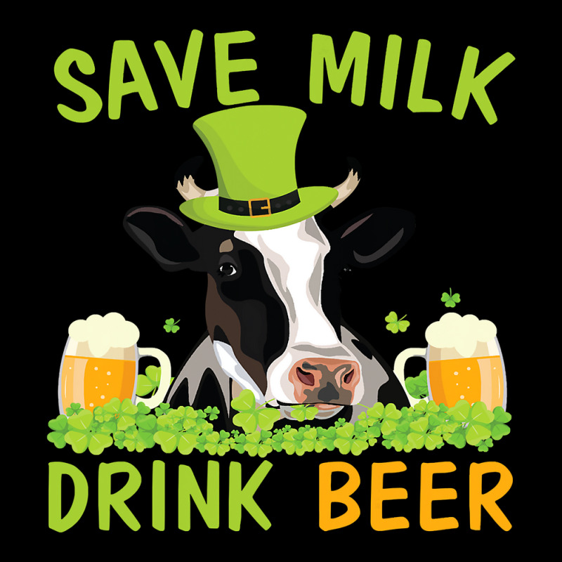 Cow With Shamrocks Glass Save Milk Drink Beer Drinker Drunk Zipper Hoodie by wrenchselenia | Artistshot