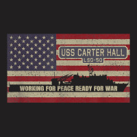 Uss Carter Hall Lsd-50 Dock Landing Ship American Flag T-shirt | Artistshot