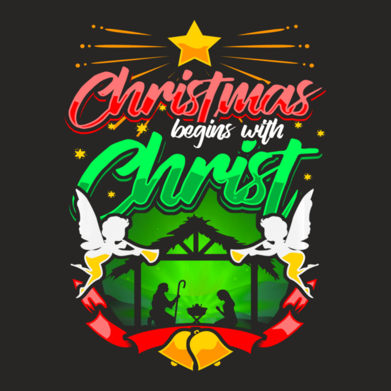 Christmas Begins With Christ Nativity Jesus Manger Ladies Fitted T-Shirt by thangdinhsinhelf | Artistshot