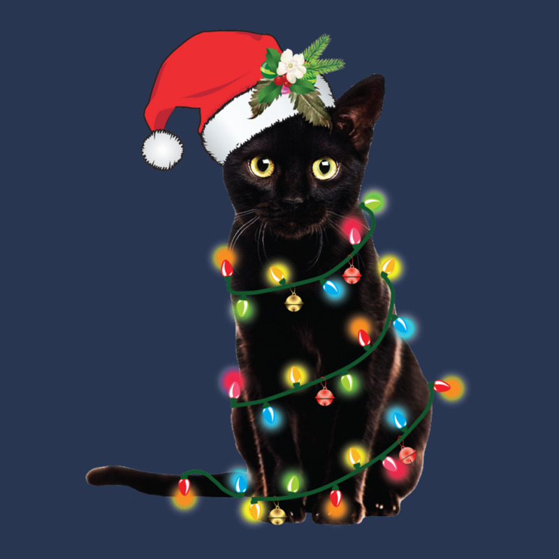 Black Santa Cat Tangled Up In Lights Christmas Santa Illustration Men Denim Jacket by cm-arts | Artistshot