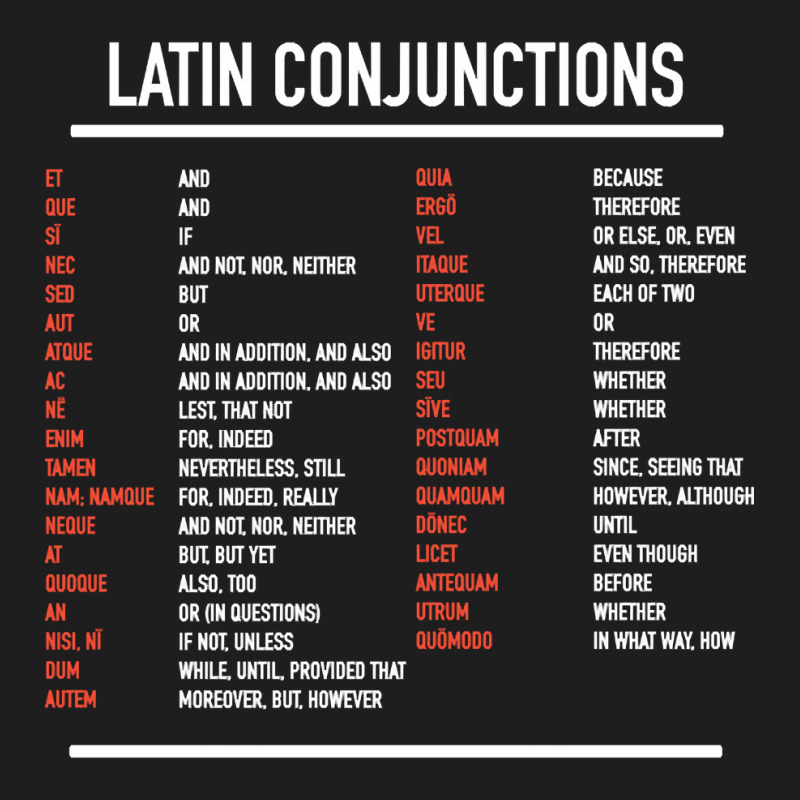 Latin Conjunctions, Latin Conjunction, Conjunctions, Latin, Conjunctio Classic T-shirt by SHKUNLUD | Artistshot