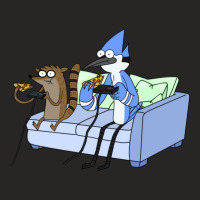 Mordecai And Rigby Pizza And Video Games Ladies Fitted T-shirt | Artistshot