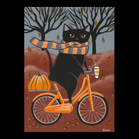 Black Cat Autumn Bicycle Ride Pocket T-shirt | Artistshot