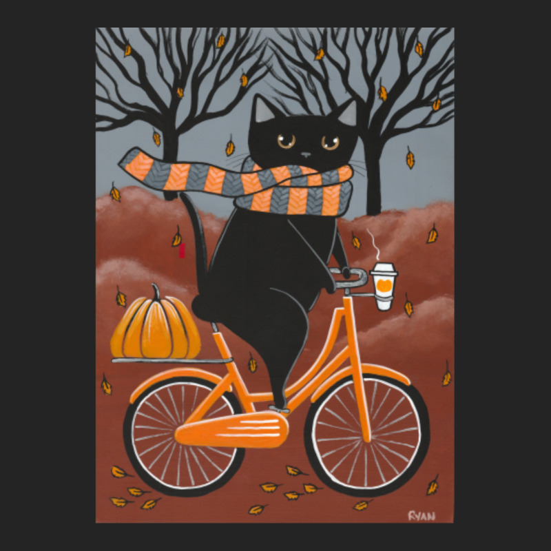 Black Cat Autumn Bicycle Ride 3/4 Sleeve Shirt by cm-arts | Artistshot