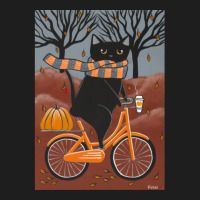 Black Cat Autumn Bicycle Ride Classic T-shirt | Artistshot