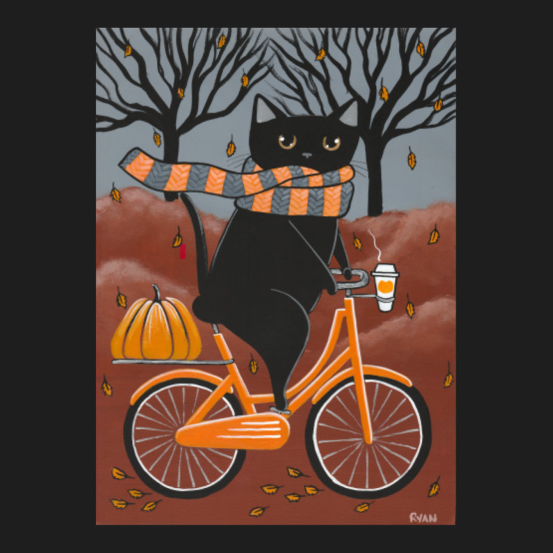 Black Cat Autumn Bicycle Ride Classic T-shirt by cm-arts | Artistshot