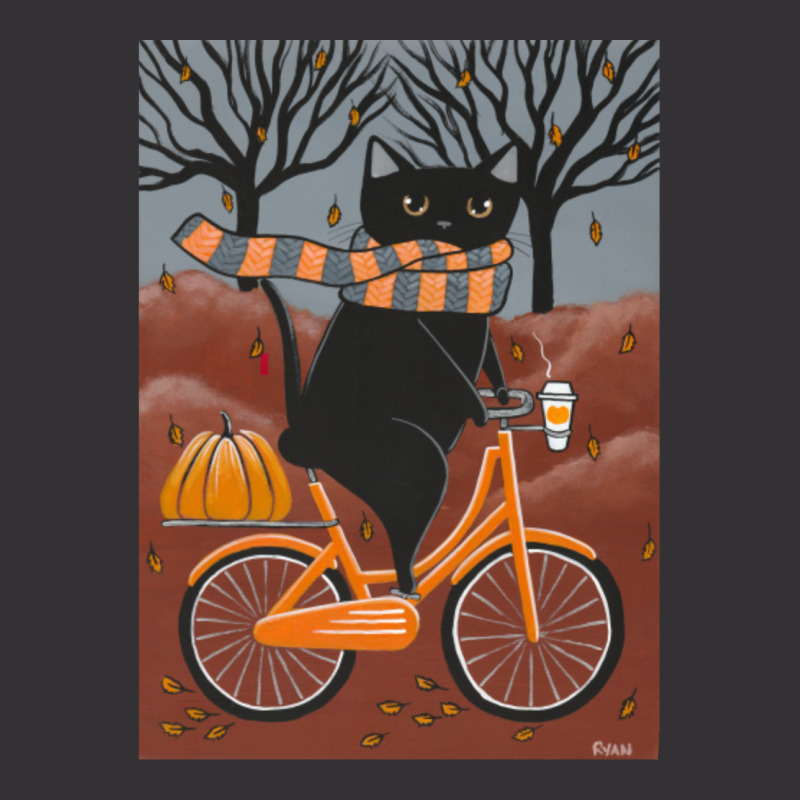 Black Cat Autumn Bicycle Ride Vintage Hoodie by cm-arts | Artistshot