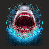 Great White Shark Open Mouth Teeth Beach Ocean Animal Ladies Fitted T-shirt | Artistshot