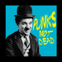 Punks Not Dead Charlie Chaplin Typographic Illustration 1 Cropped Hoodie | Artistshot