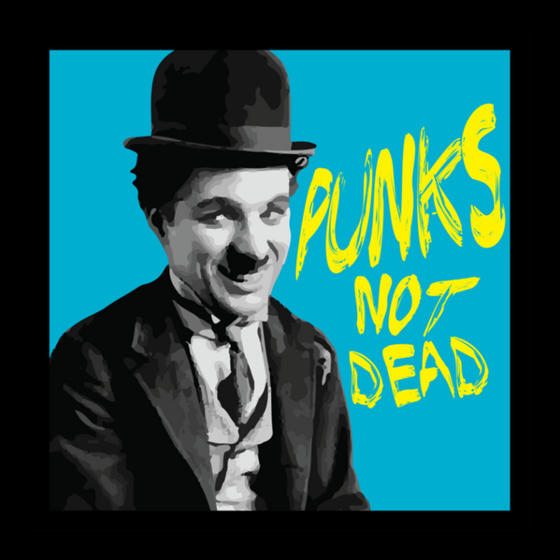 Punks Not Dead Charlie Chaplin Typographic Illustration 1 Cropped Hoodie by cm-arts | Artistshot