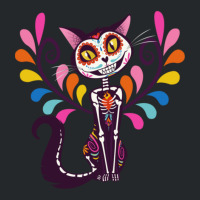 The Day Of The Dead Colored Cat Crewneck Sweatshirt | Artistshot