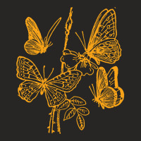 Butterfly Pattern Gold, Butterfly Gold, Butterfly Pattern, Vintage, Bu Ladies Fitted T-shirt | Artistshot