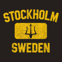 Stockholm Sweden Trident Gym Style Distressed Yellow Print Tank Top | Artistshot