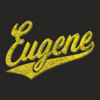 Eugene Oregon Flag Sports Baseball Script Jersey Swoosh Ladies Fitted T-shirt | Artistshot