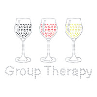 Womens Woman Group Therapy Wine Glasses Rhinestone For Birthday V Neck Baby Tee | Artistshot