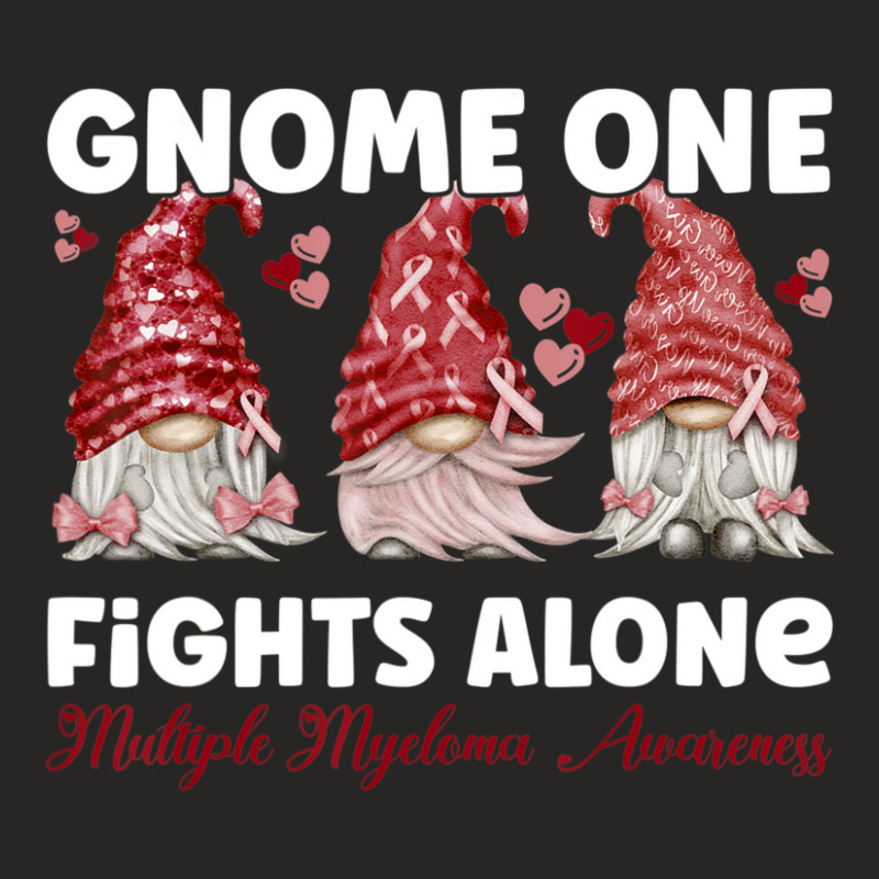 Gnome One Fights Alone Burgundy Multiple Myeloma Awareness Ladies Fitted T-Shirt by Kenlofu52 | Artistshot