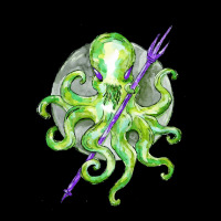 Green Octopus With Purple Trident, Green Octopus With Purple Trident V Adjustable Cap | Artistshot