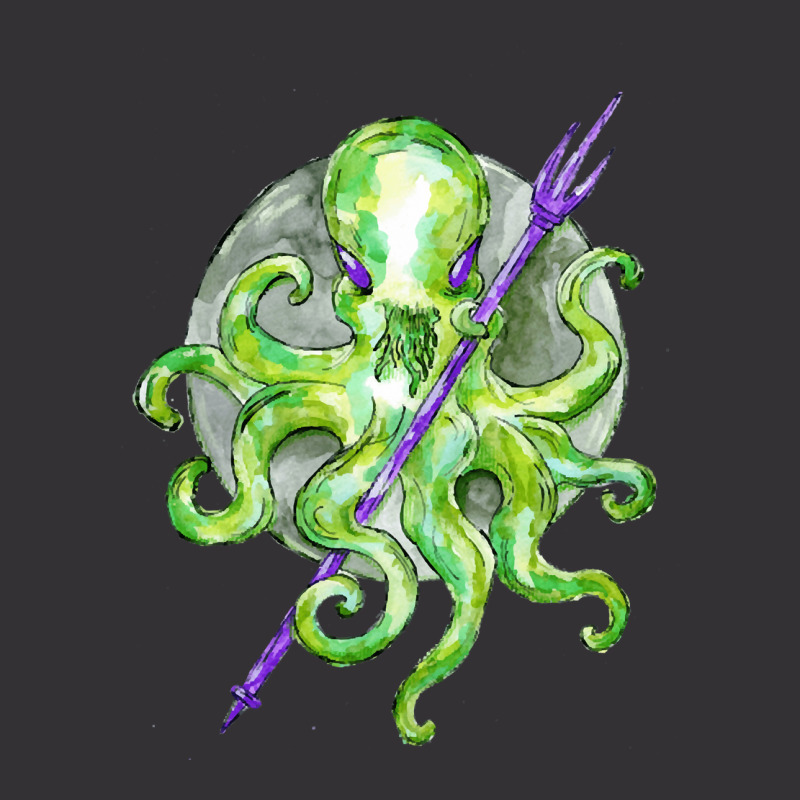 Green Octopus With Purple Trident, Green Octopus With Purple Trident V Vintage Hoodie | Artistshot