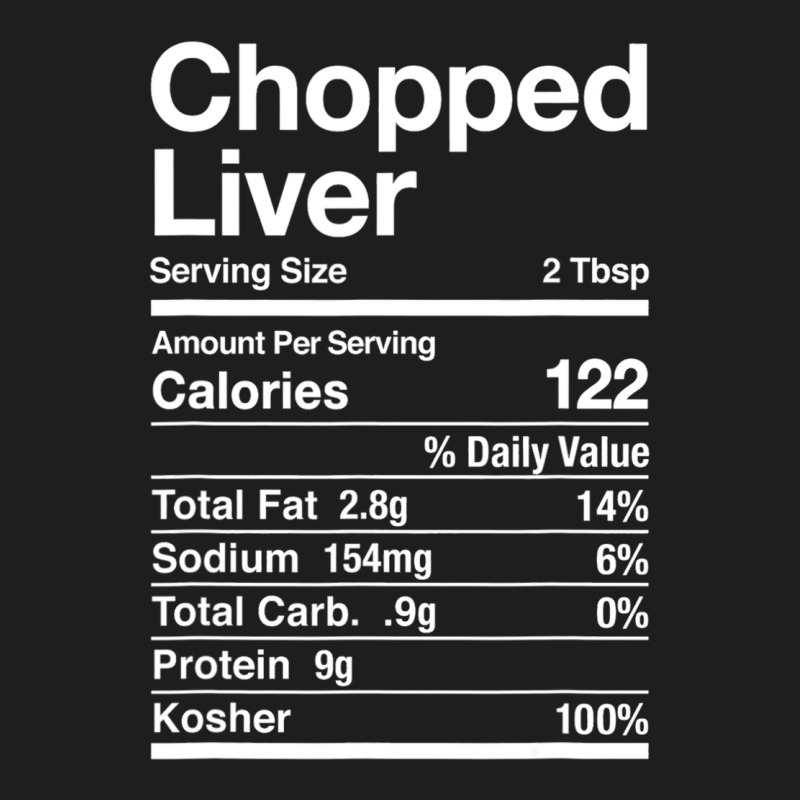 Chopped Liver Nutrition Facts Jewish Kosher Food Hanukkah Classic T-shirt | Artistshot