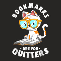 Cat With Glasses, Bookmarks Are For Quitters T Shirt Ladies Fitted T-shirt | Artistshot