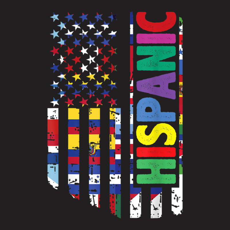 Usa And Latin American Countries Flag Hispanic Heritage T Shirt T-Shirt by cm-arts | Artistshot