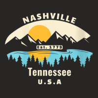 Womens Nashville Tennessee Souvenir Mountain Sunset River V Neck T Shi Ladies Fitted T-shirt | Artistshot