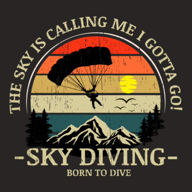 Skydiving Adventures Sky Is Calling Parachutes On Vintage Sunset Retro Ladies Fitted T-Shirt by cm-arts | Artistshot