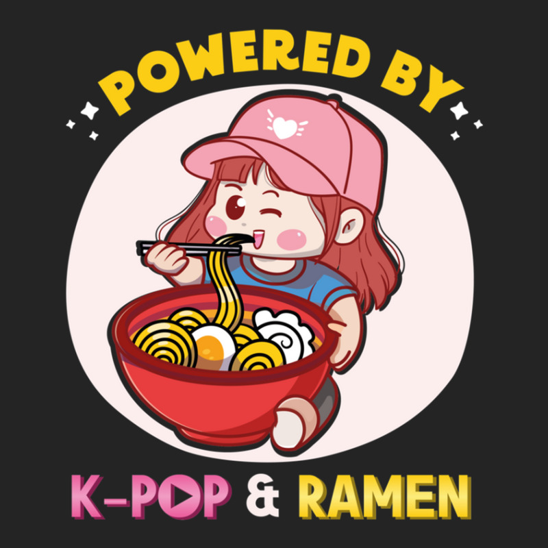 Powered By K Pop And Ramen Japanese Noodles Korean Kpop Novely 3/4 Sleeve Shirt by cm-arts | Artistshot