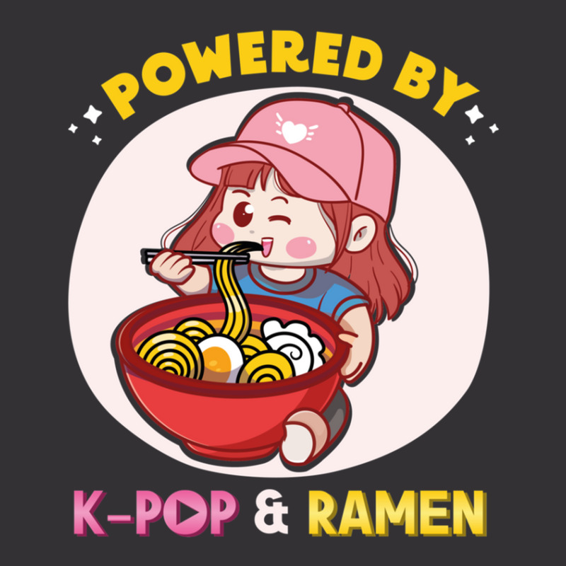 Powered By K Pop And Ramen Japanese Noodles Korean Kpop Novely Vintage Hoodie by cm-arts | Artistshot