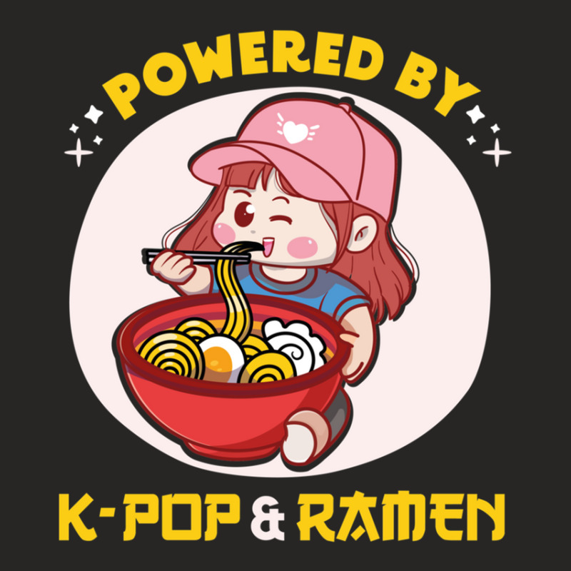 Powered By K Pop And Ramen Japanese Noodles Korean Kpop Novely Ladies Fitted T-Shirt by cm-arts | Artistshot