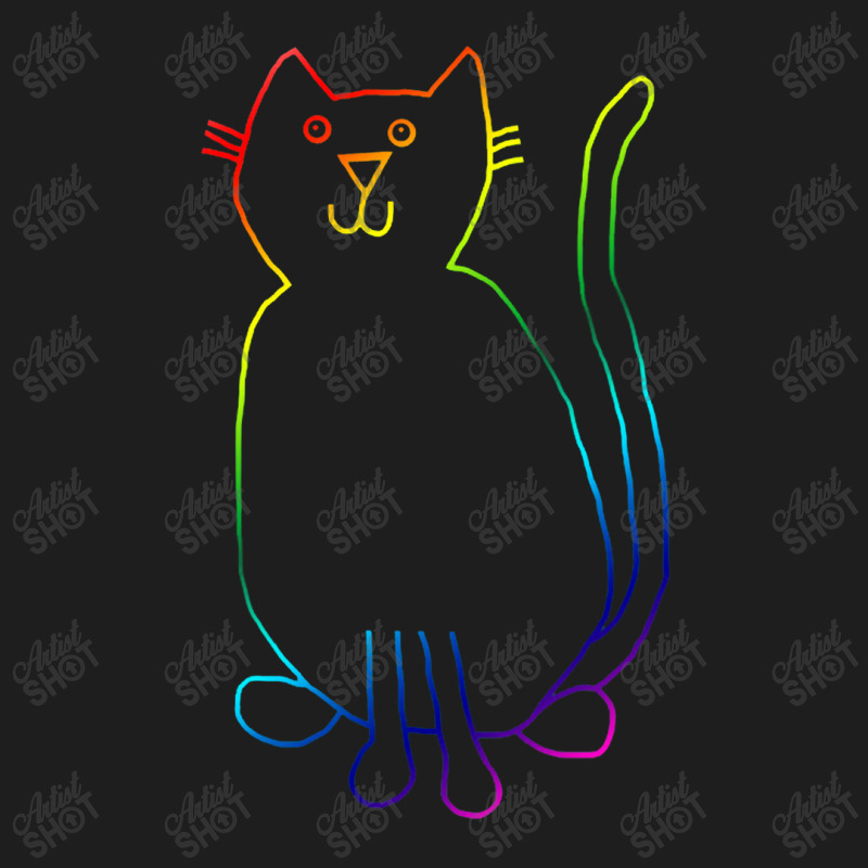 Rainbow Cat Outline Cat Classic T-shirt by miriamdunca | Artistshot