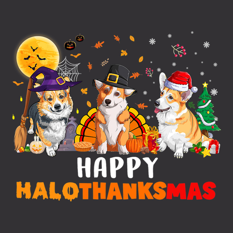 Corgi Dog Halloween Merry Christmas Happy Hallothanksmas Vintage Hoodie And Short Set | Artistshot