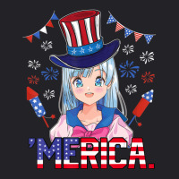 Anime Girl 4th Of July American Flag Merica Fireworks Girls Youth Tee | Artistshot