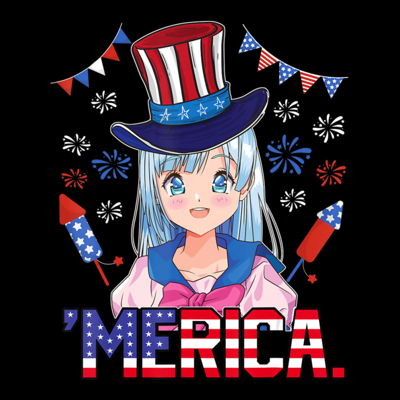 Anime Girl 4th Of July American Flag Merica Fireworks Girls Long Sleeve Baby Bodysuit by cm-arts | Artistshot