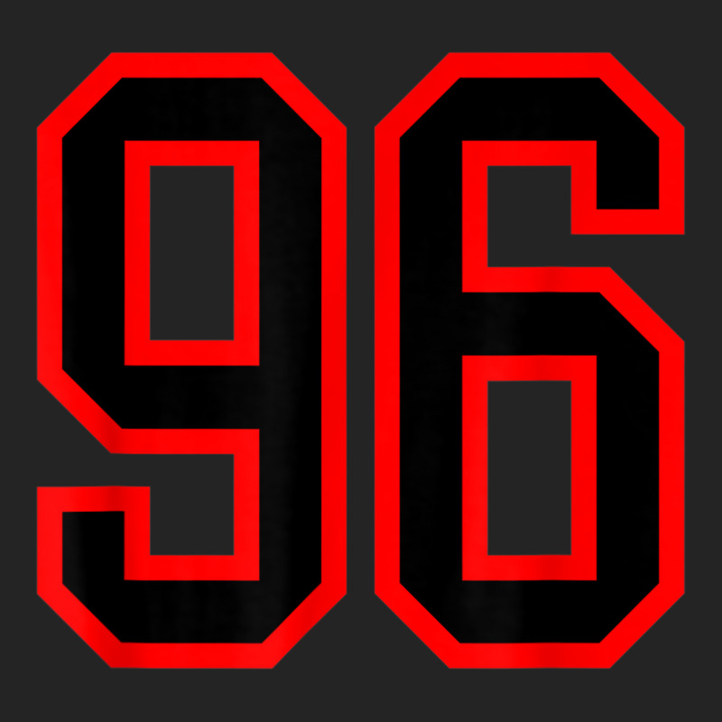 Jersey Number #96 Red Black Sports Birthday Lucky Number 96 3/4 Sleeve Shirt by Queens | Artistshot