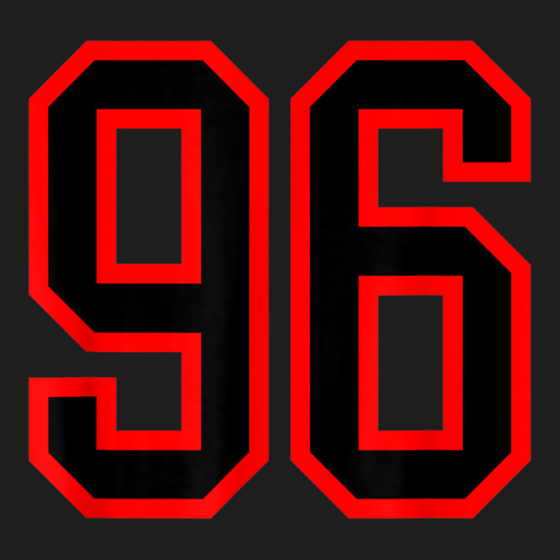 Jersey Number #96 Red Black Sports Birthday Lucky Number 96 Classic T-shirt by Queens | Artistshot