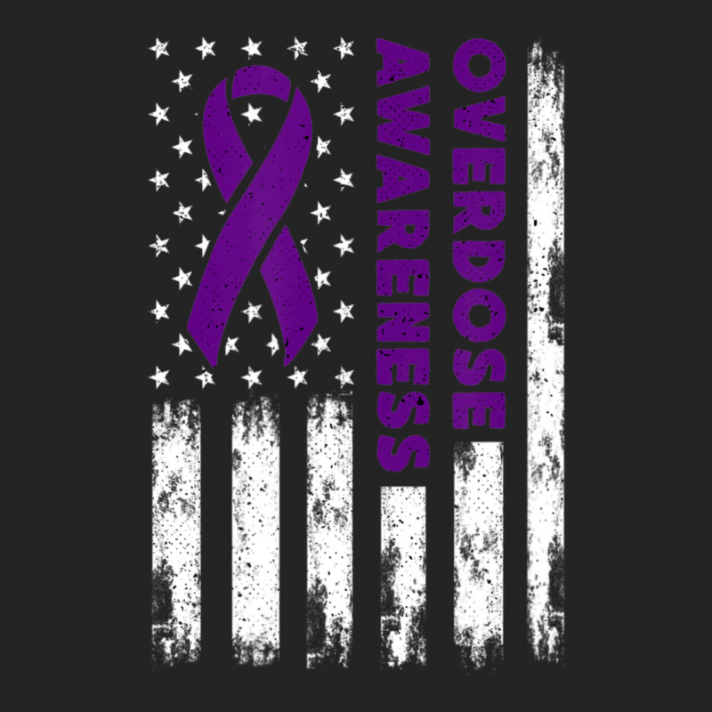 Overdose Awareness Flag Purple Ribbon Addiction Recovery 3/4 Sleeve Shirt | Artistshot