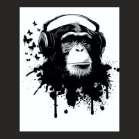 Banksy Dj Monkey Thinker With Headphones Ladies Fitted T-shirt | Artistshot