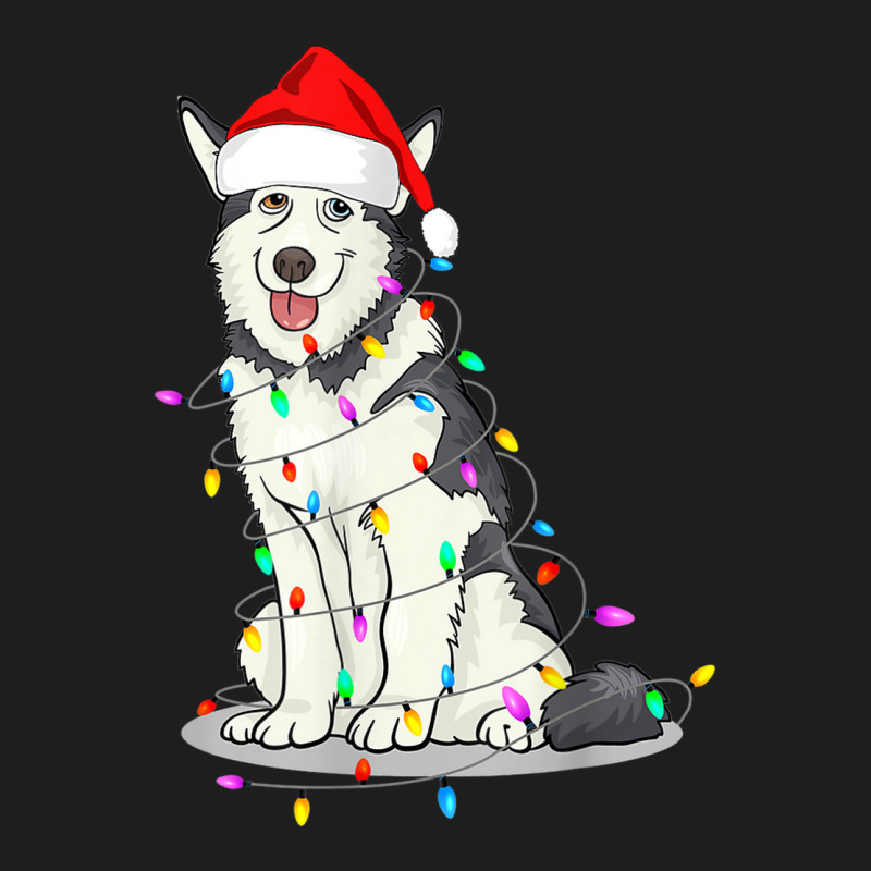 Santa Siberian Husky Christmas Hat Lights Xmas Dog Lover Classic T-shirt by Renew | Artistshot