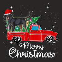 Black And Tan Coonhound Ride Red Truck Christmas Ladies Fitted T-shirt | Artistshot