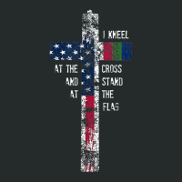 I Kneel At The Cross & Stand At The Blue Line Flag Women's Triblend Scoop T-shirt | Artistshot