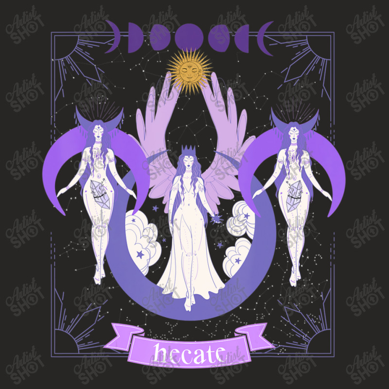 Triple Moon Goddess Hecate Tarot Card Wiccan Pagan Witch Ladies Fitted T-Shirt by Min02 | Artistshot